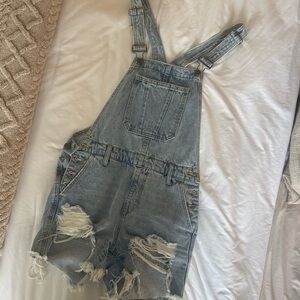 Distressed Denim Overalls